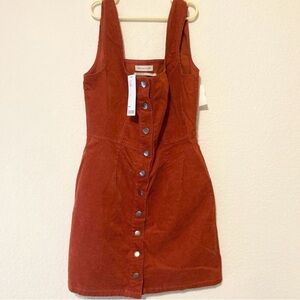 NWT Urban Outfitters Orange Corduroy Jumper Dress Women’s 8 Mini Dress Buttons